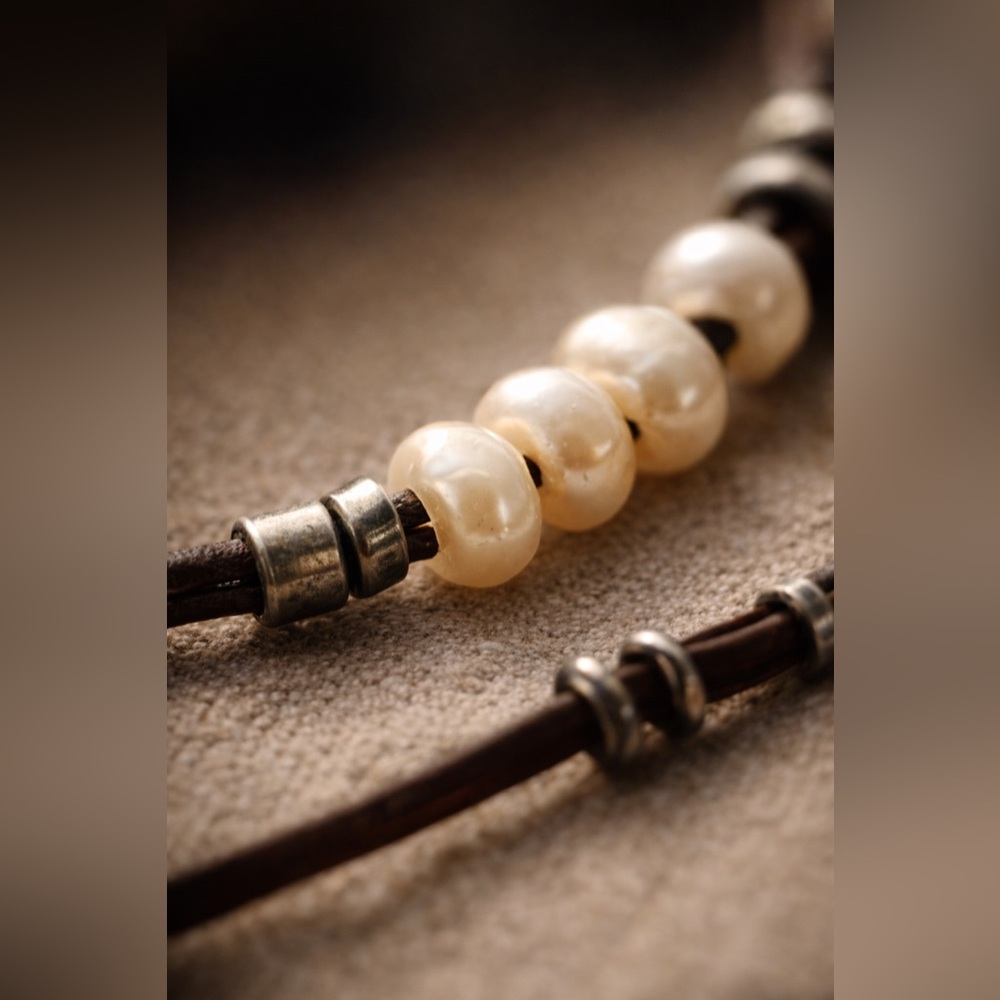Retired Signed Silpada 925 Sterling Freshwater Pearl Leather Necklace + Bracelet - Picture 6 of 9